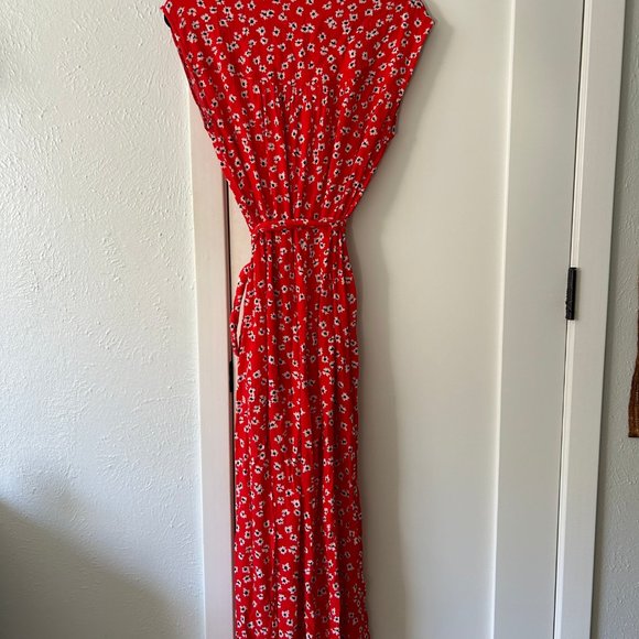 Billabong Women's Red Button Up Little Flirt Maxi Dress Sleeveless Floral Small - Picture 11 of 12